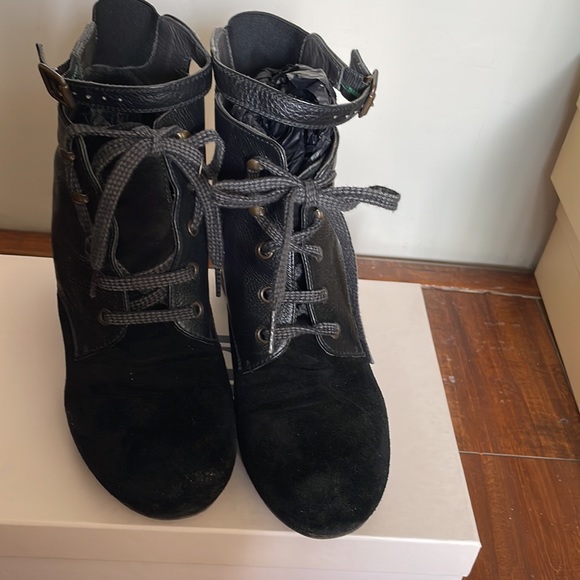 Leather booties real leather ties upfront small thick heel - Picture 11 of 11